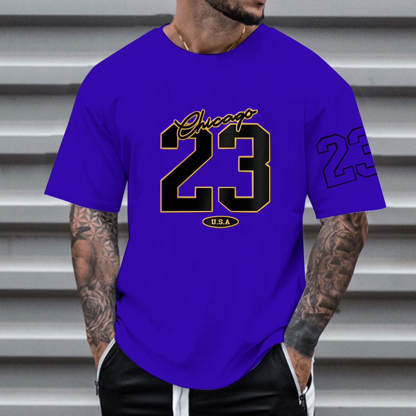 thumbnail image 4 of Camiseta personalizada con estampado alfanumérico para hombre - Cuello redondo y manga corta - Mezcla de algodón, nombre/número personalizado para regalos únicos, 4 of 7